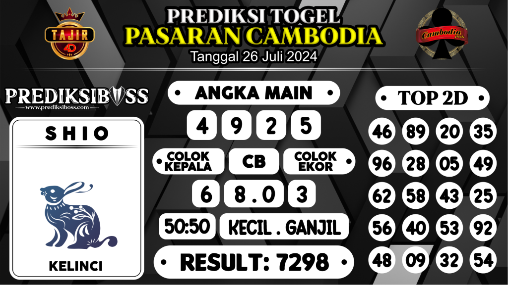 https://prediksibossbg.com/prediksi-boss-togel-cambodia-jumat-26-juli-2024/