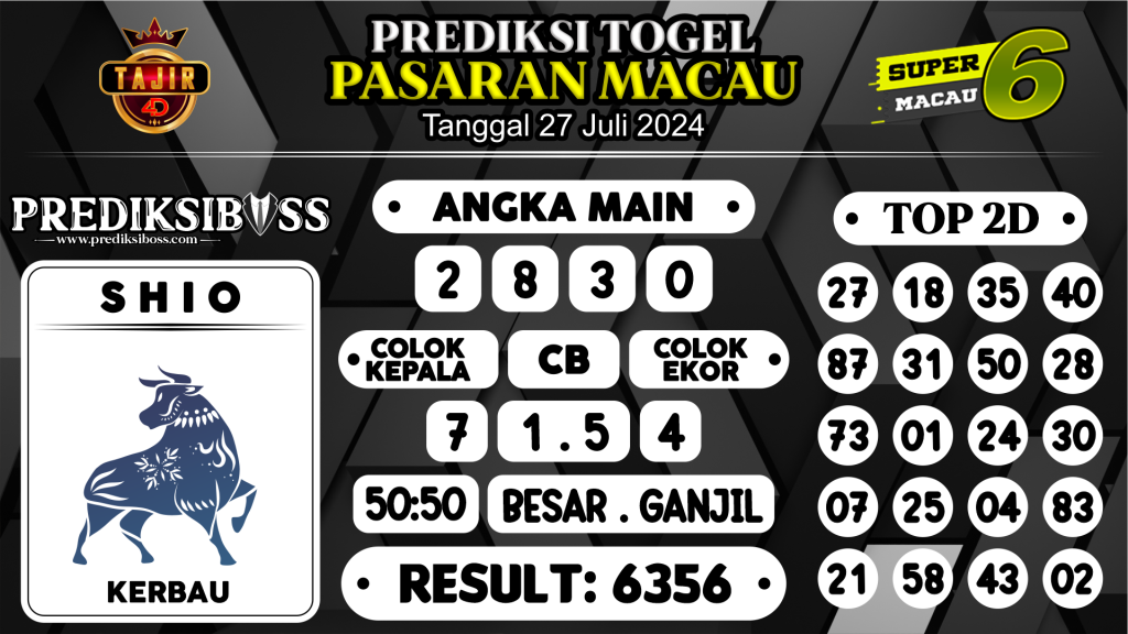 https://prediksibossbg.com/prediksi-boss-togel-macau-sabtu-27-juli-2024/